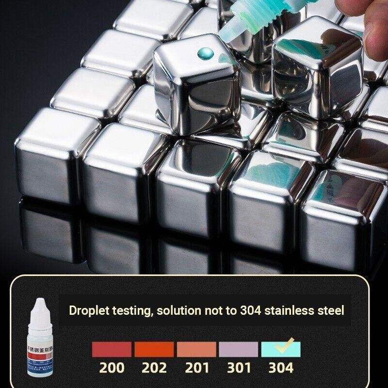 Stainless Steel Whiskey Stones X 8 Ice Cubes With Tong Reusable