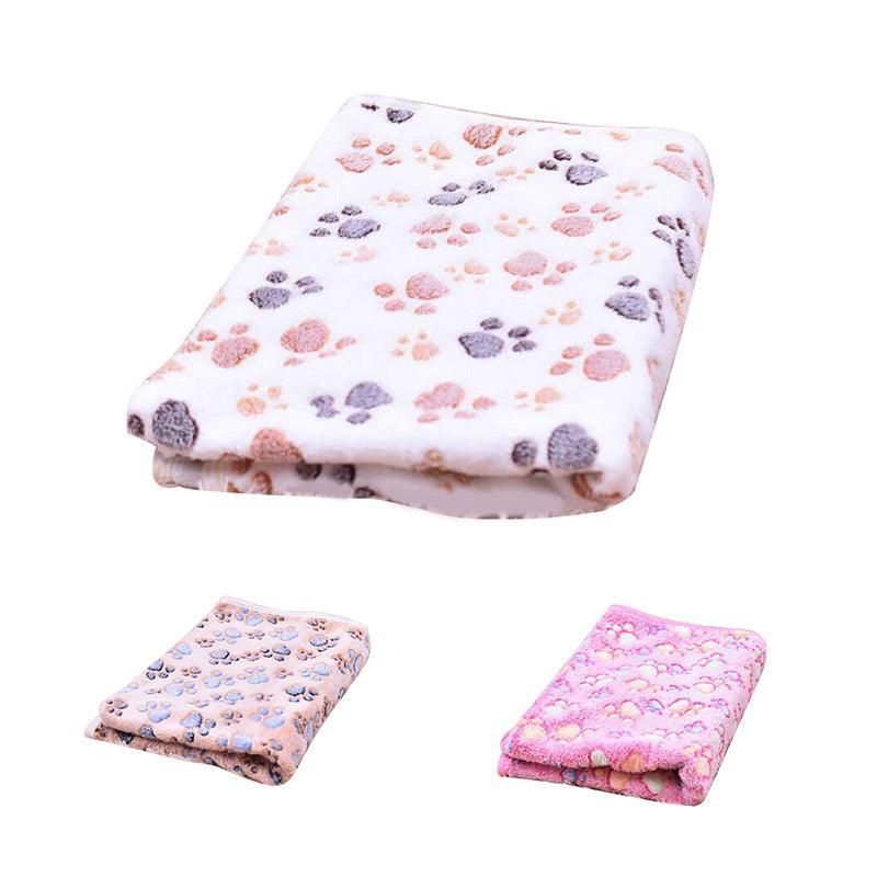 Large Size Pet Mat Paw Print Cat Dog Puppy Fleece Soft Pet Blanket