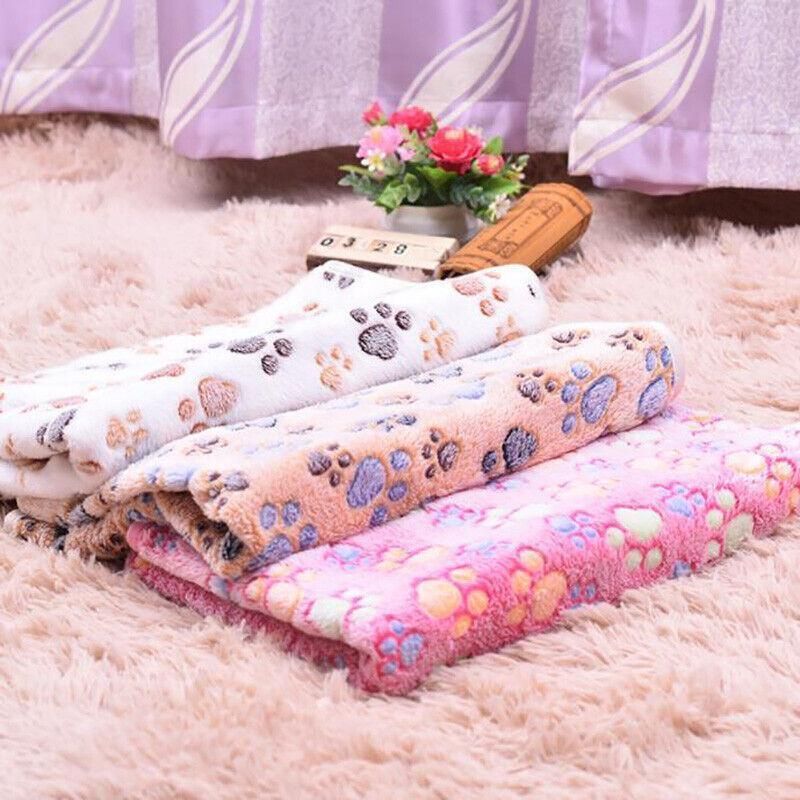 Large Size Pet Mat Paw Print Cat Dog Puppy Fleece Soft Pet Blanket