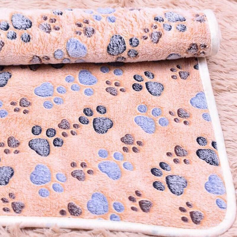 Large Size Pet Mat Paw Print Cat Dog Puppy Fleece Soft Pet Blanket