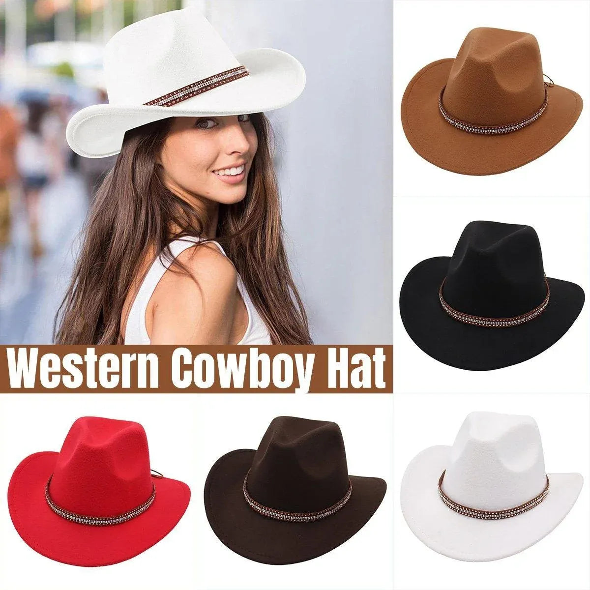 Western Cowboy Hat American Wool Felt Jazz Hat