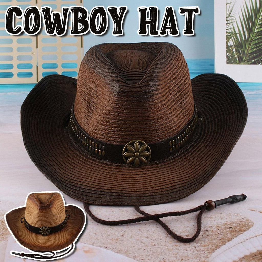 Outdoor Western Cowboy Hat Unisex Straw Hat Visor Hats Big Wide