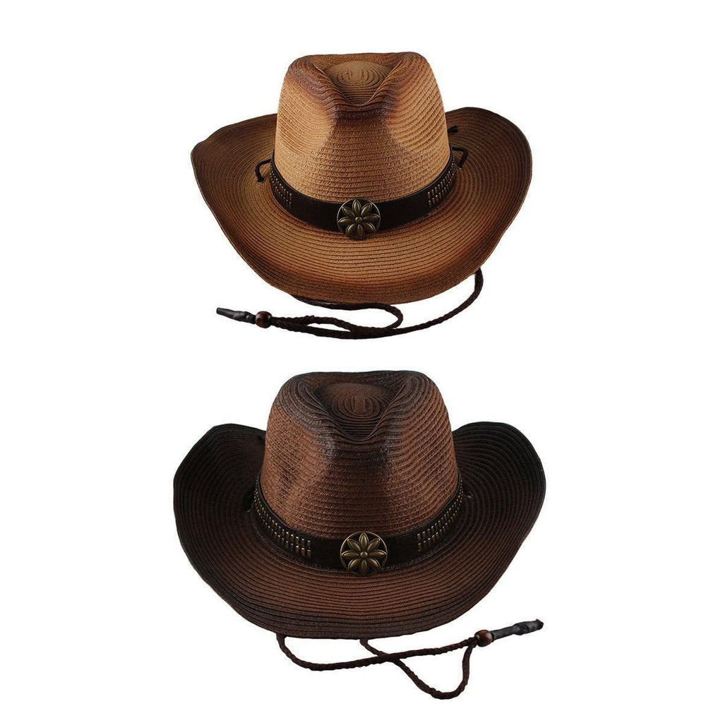 Outdoor Western Cowboy Hat Unisex Straw Hat Visor Hats Big Wide
