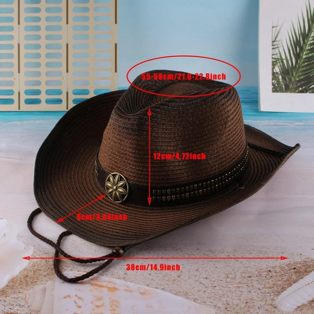 Outdoor Western Cowboy Hat Unisex Straw Hat Visor Hats Big Wide