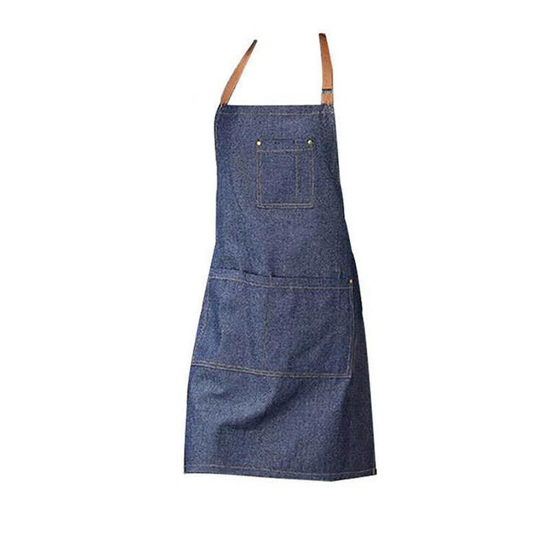 Adjustable Blue Denim Apron with Pocket, 80 x 60 cm