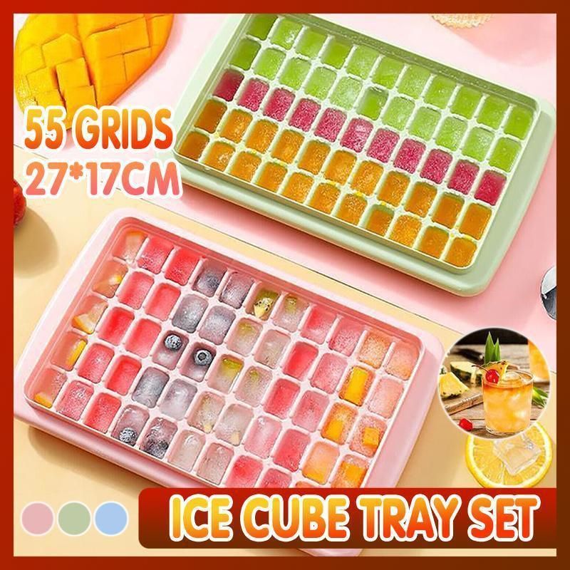55 Cube Ice Tray Set with Lid, Storage Bin and Scoop