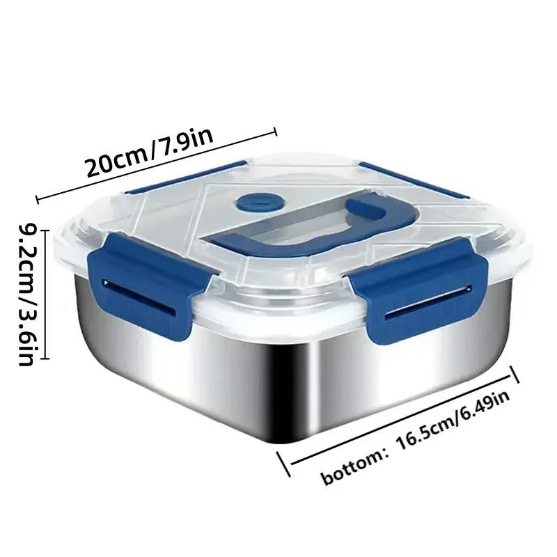 1800ml Portable Square Lunch Box Sealed Crisper Refrigerator Storage