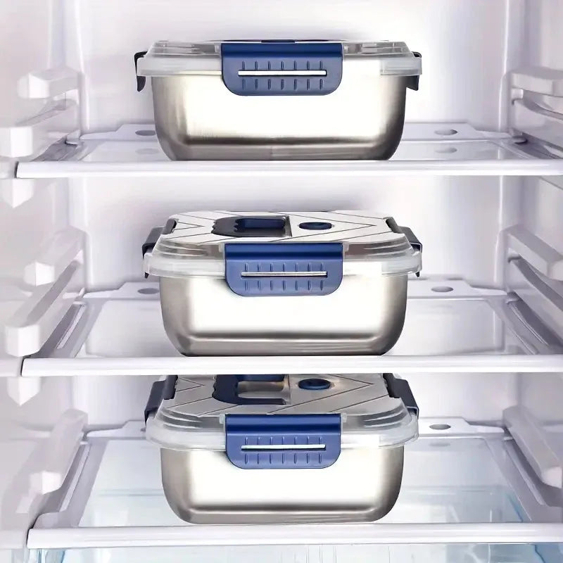 Aimall 1800 ml Stainless Steel Lunch Box, Silver and Blue, showing the options available, photo 5 of 6