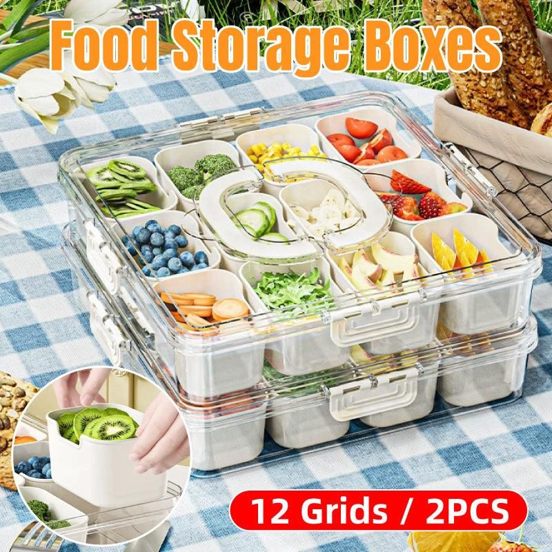 2pcs Salad Box Portable Sealed Bento Box Transparent Fruit Storage 12