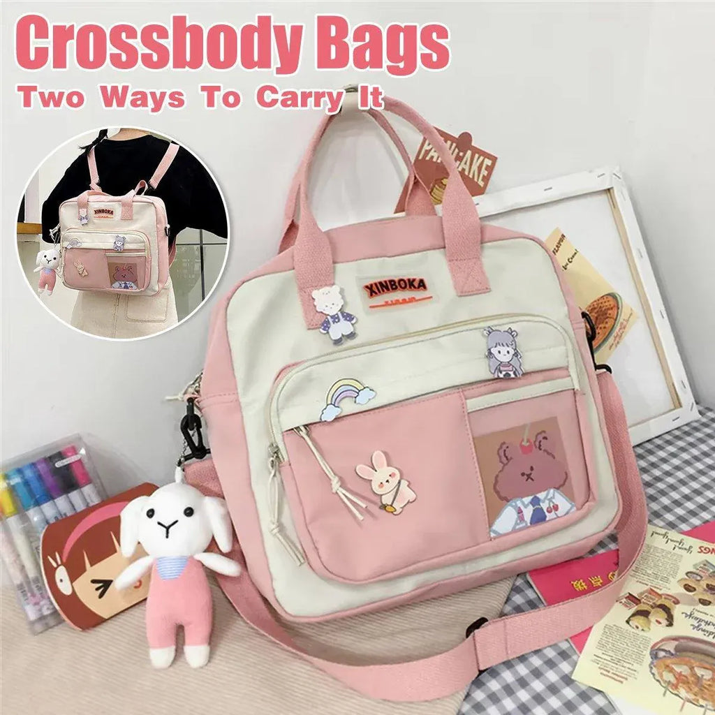 Kawaii Crossbody School Bag for Girls Large Capacity Kawaii Bag