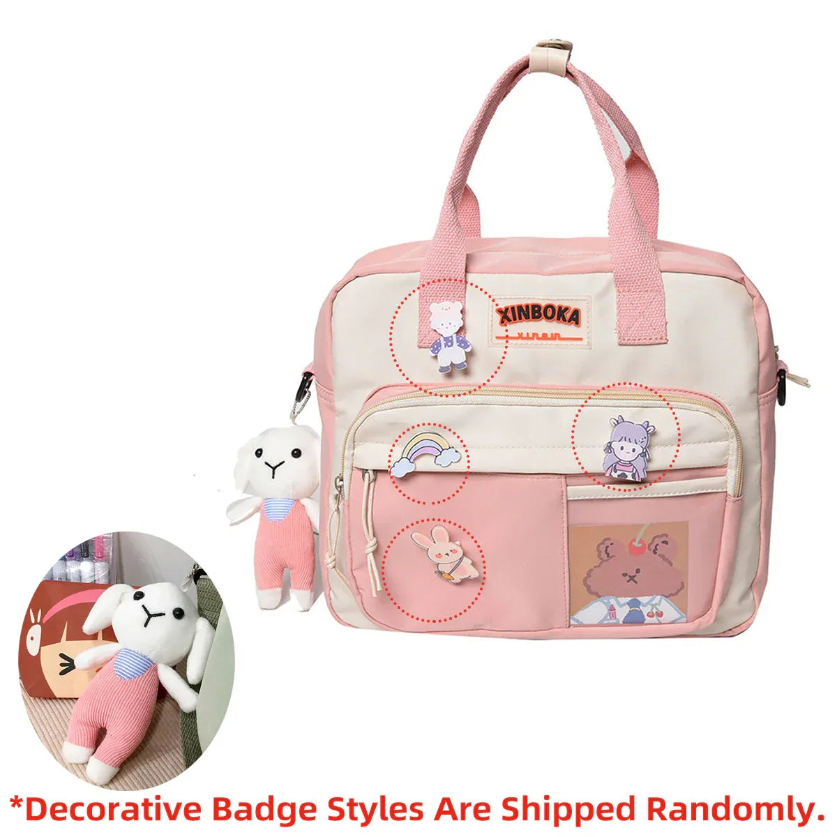 Kawaii Crossbody School Bag for Girls Large Capacity Kawaii Bag