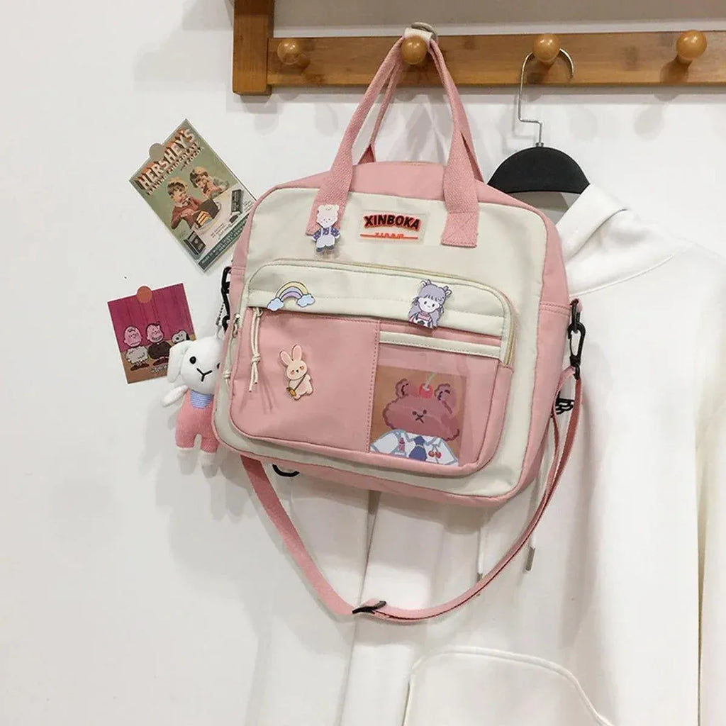 Kawaii Crossbody School Bag for Girls Large Capacity Kawaii Bag