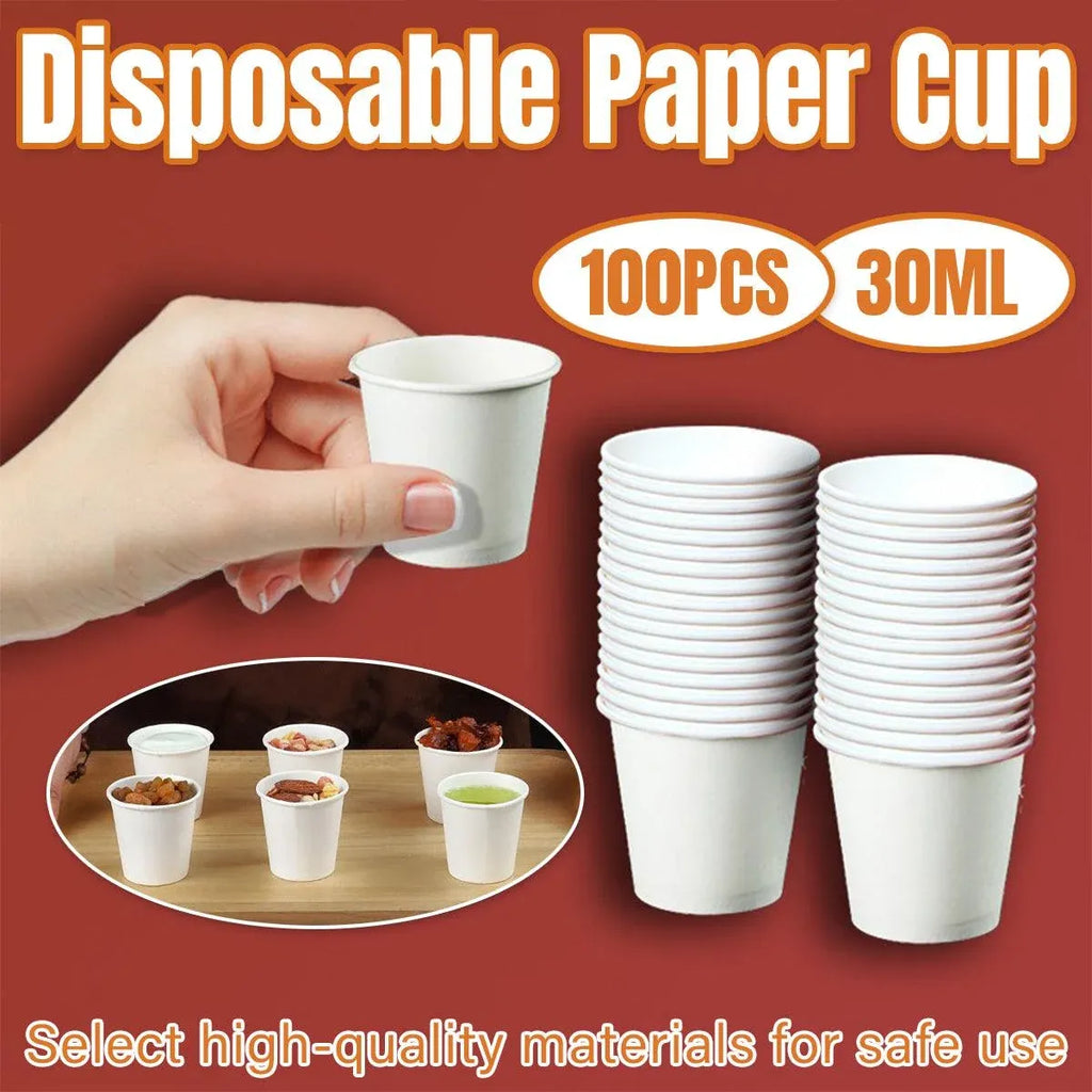 Small White Paper Tasting Cups, 100 Pack, 30 ml