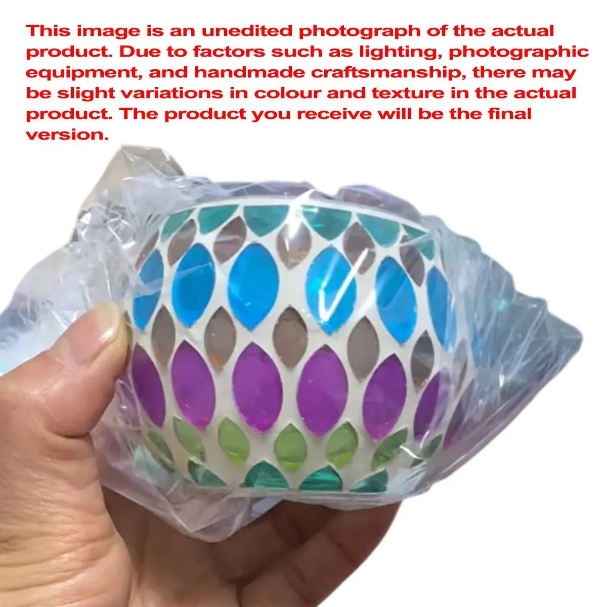 Vintage Mosaic Glass Tealight Holder Cups, Set of 2, 9 cm