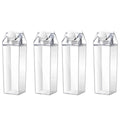 Clear Square Plastic Drinking Cups with Lids, 4 Pack, 500 ml