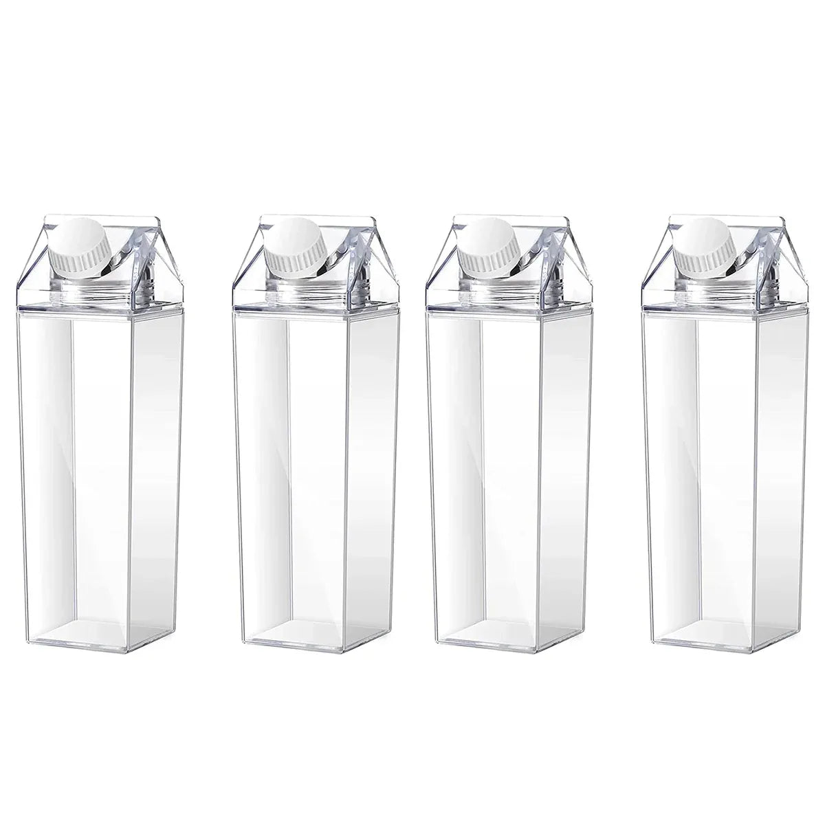 Clear Square Plastic Drinking Cups with Lids, 4 Pack, 500 ml