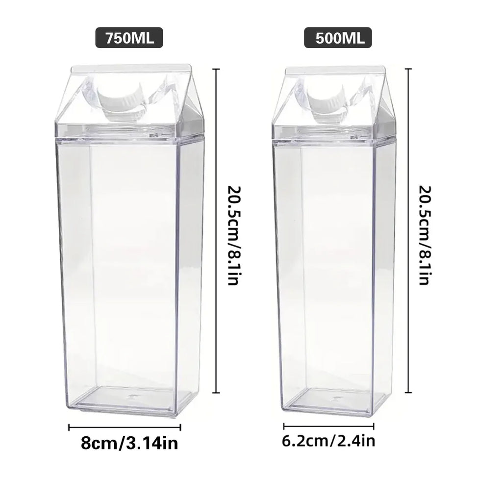 Clear Square Plastic Drinking Cups with Lids, 4 Pack, 500 ml