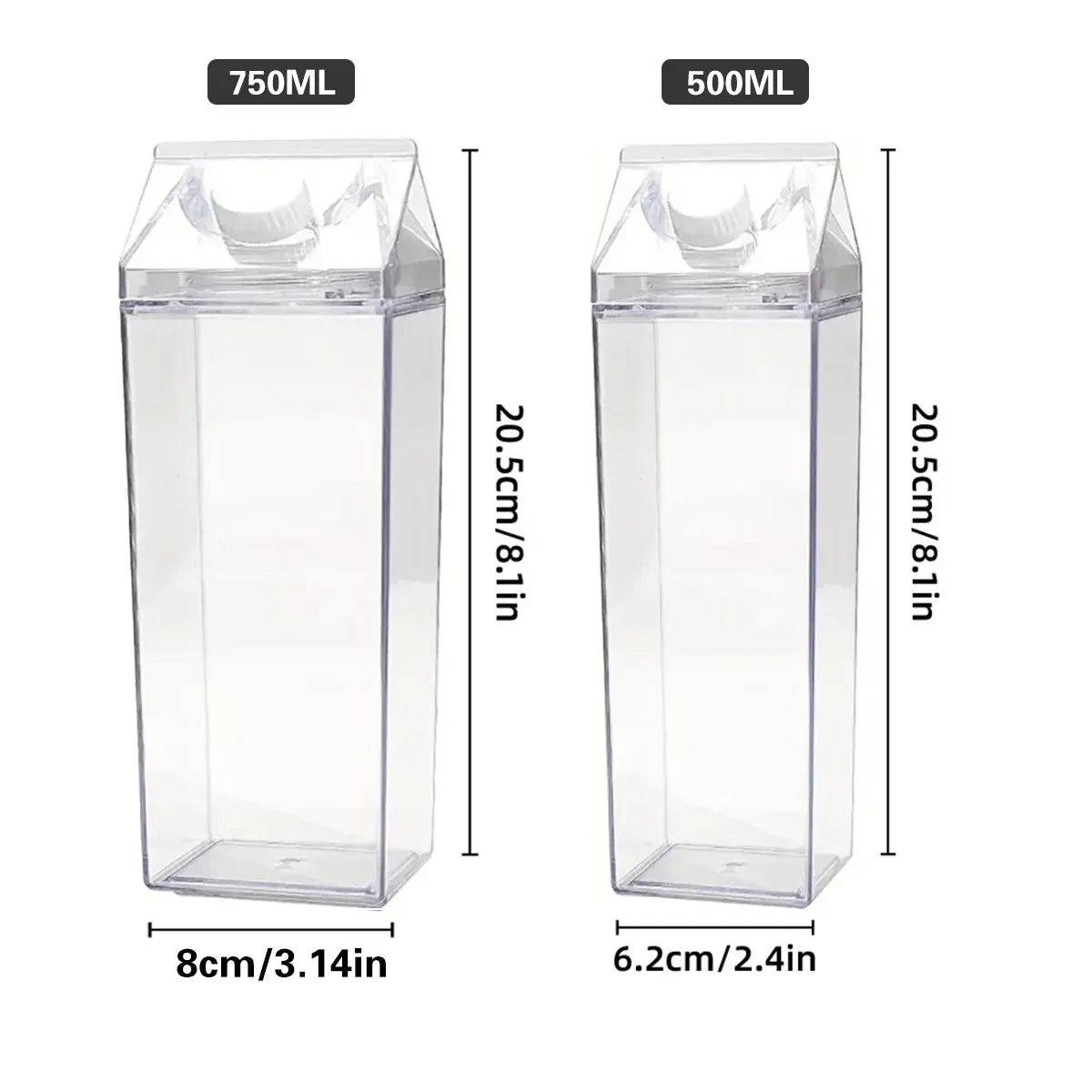 Clear Square Plastic Drinking Cups with Lids, 4 Pack, 500 ml