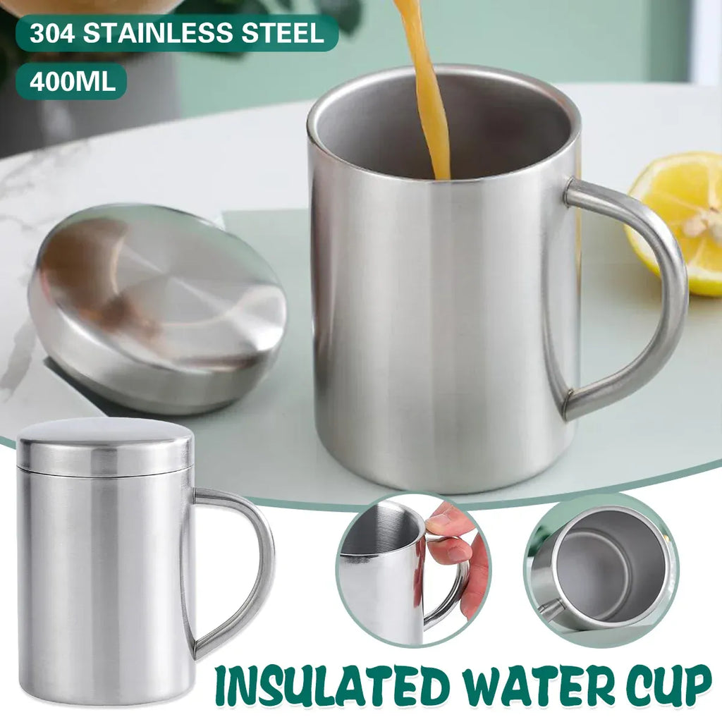 Double Wall Insulated Stainless Steel Cup with Lid, 400 ml