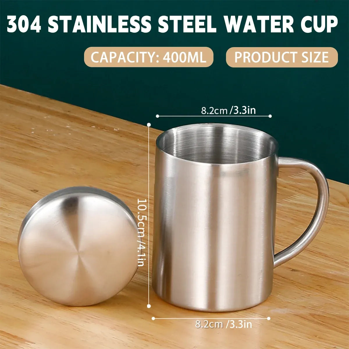Double Wall Insulated Stainless Steel Cup with Lid, 400 ml