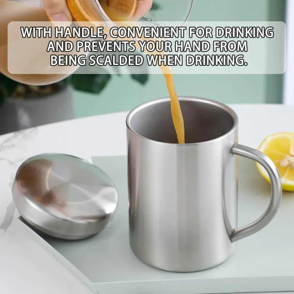 Double Wall Insulated Stainless Steel Cup with Lid, 400 ml