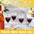 Clear Plastic Wine Cups, 8 Pack, 210 ml