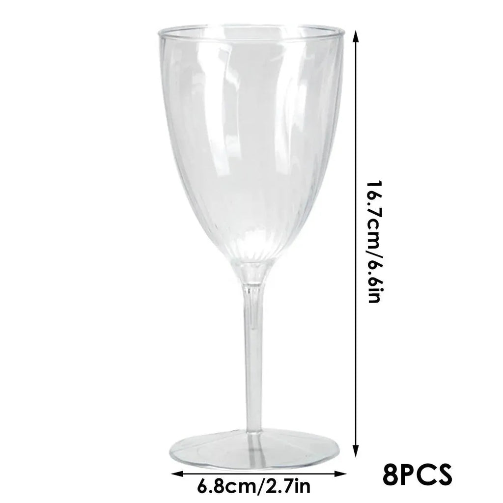 Clear Plastic Wine Cups, 8 Pack, 210 ml