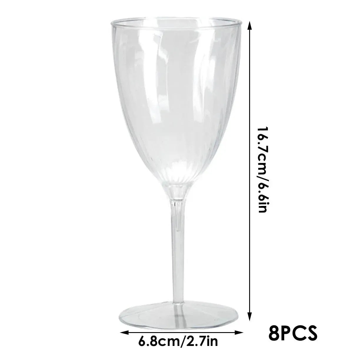 Clear Plastic Wine Cups, 8 Pack, 210 ml