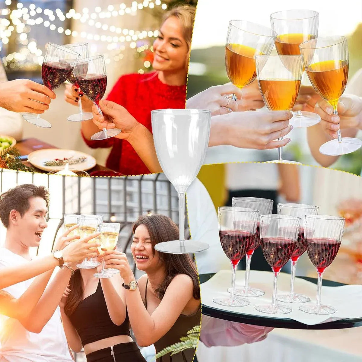 Clear Plastic Wine Cups, 8 Pack, 210 ml