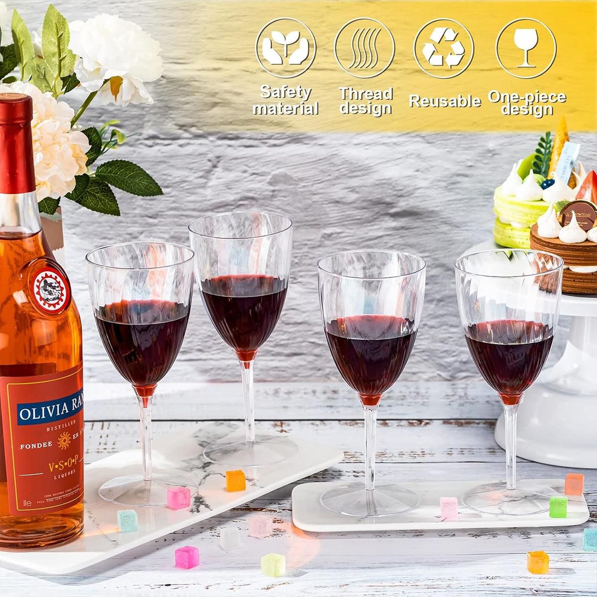 Clear Plastic Wine Cups, 8 Pack, 210 ml