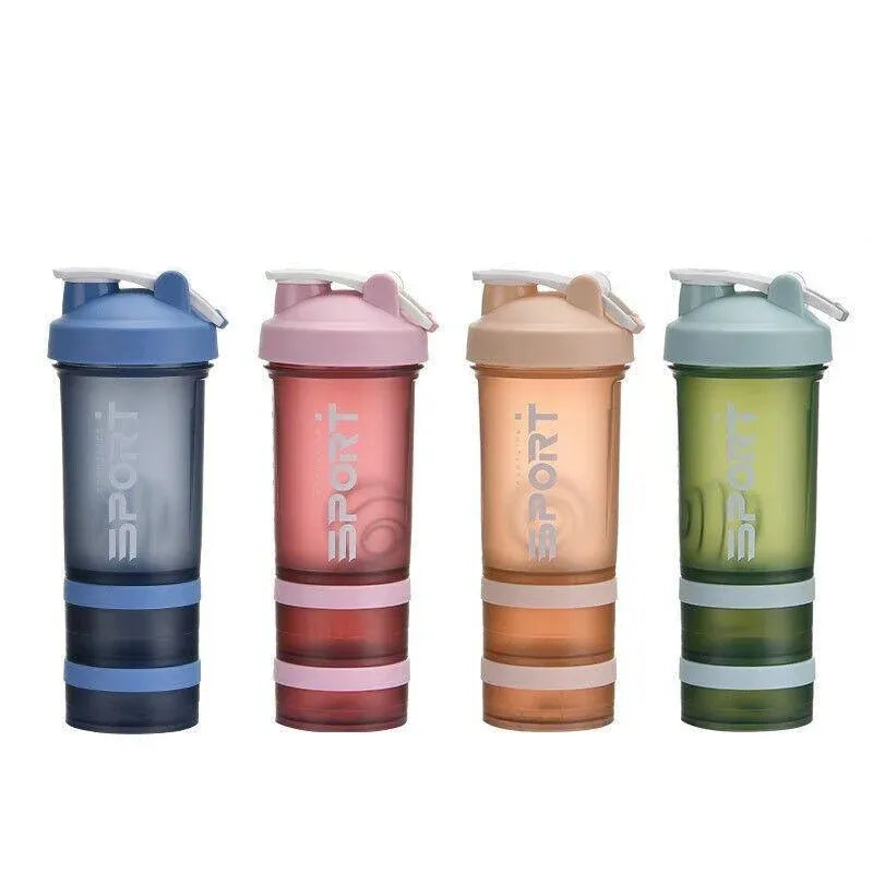 Powder Milkshake Drink Cup Sport Water Bottle 500Ml 3 Tier