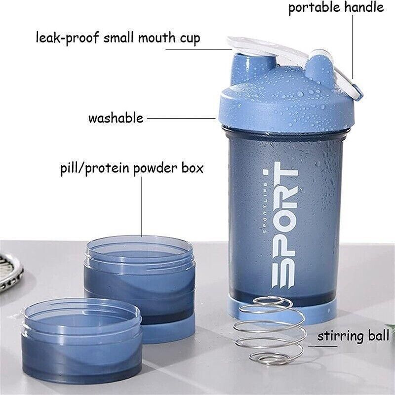Powder Milkshake Drink Cup Sport Water Bottle 500Ml 3 Tier