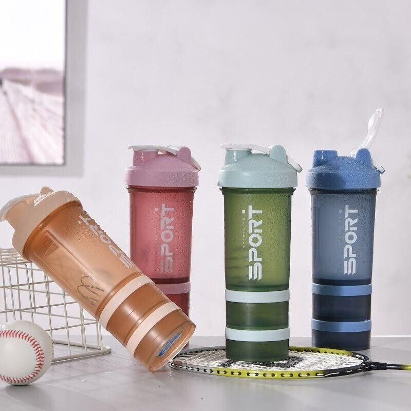 Powder Milkshake Drink Cup Sport Water Bottle 500Ml 3 Tier
