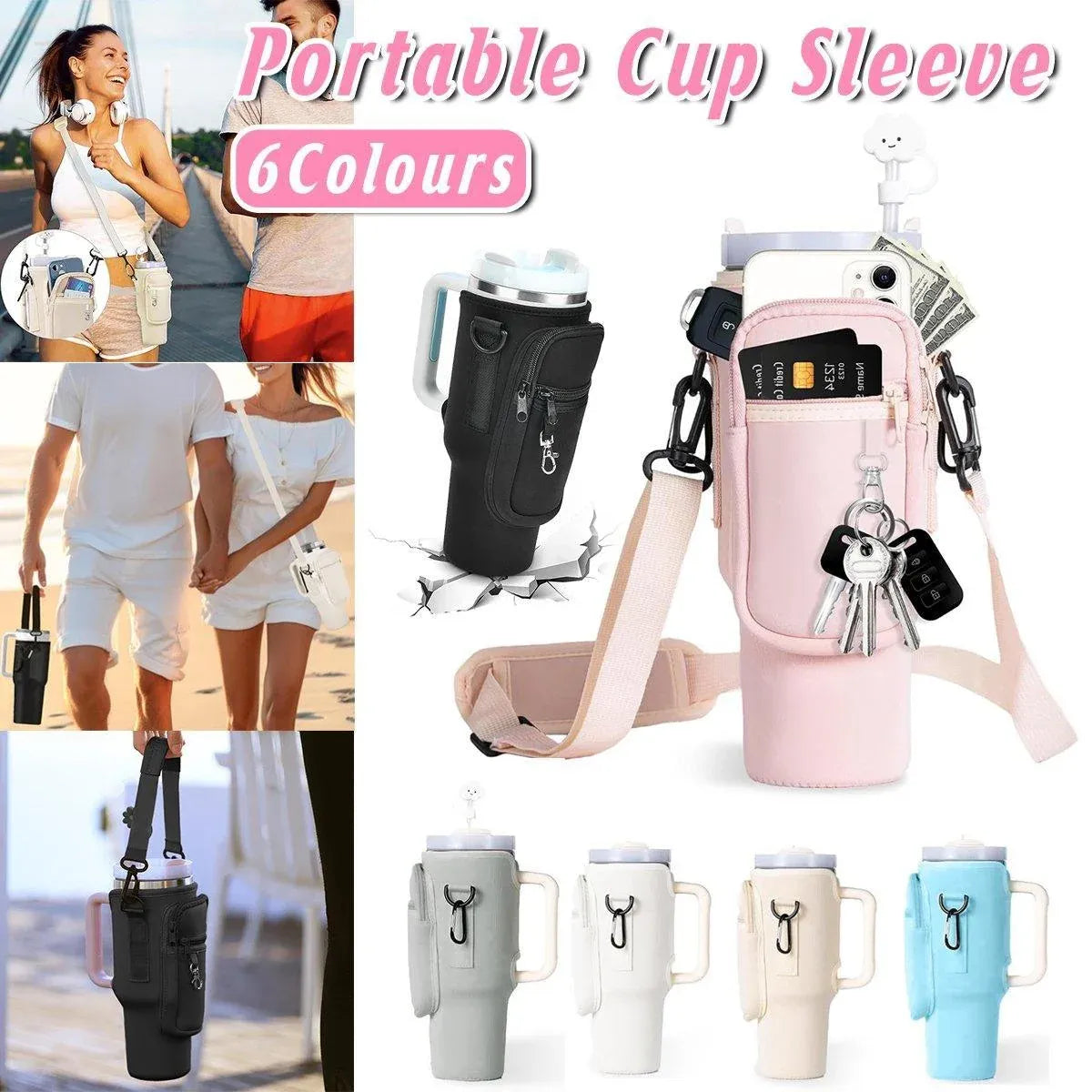 Portable Cup Sleeve Drink Holder Reusable Water Bottle Carrier