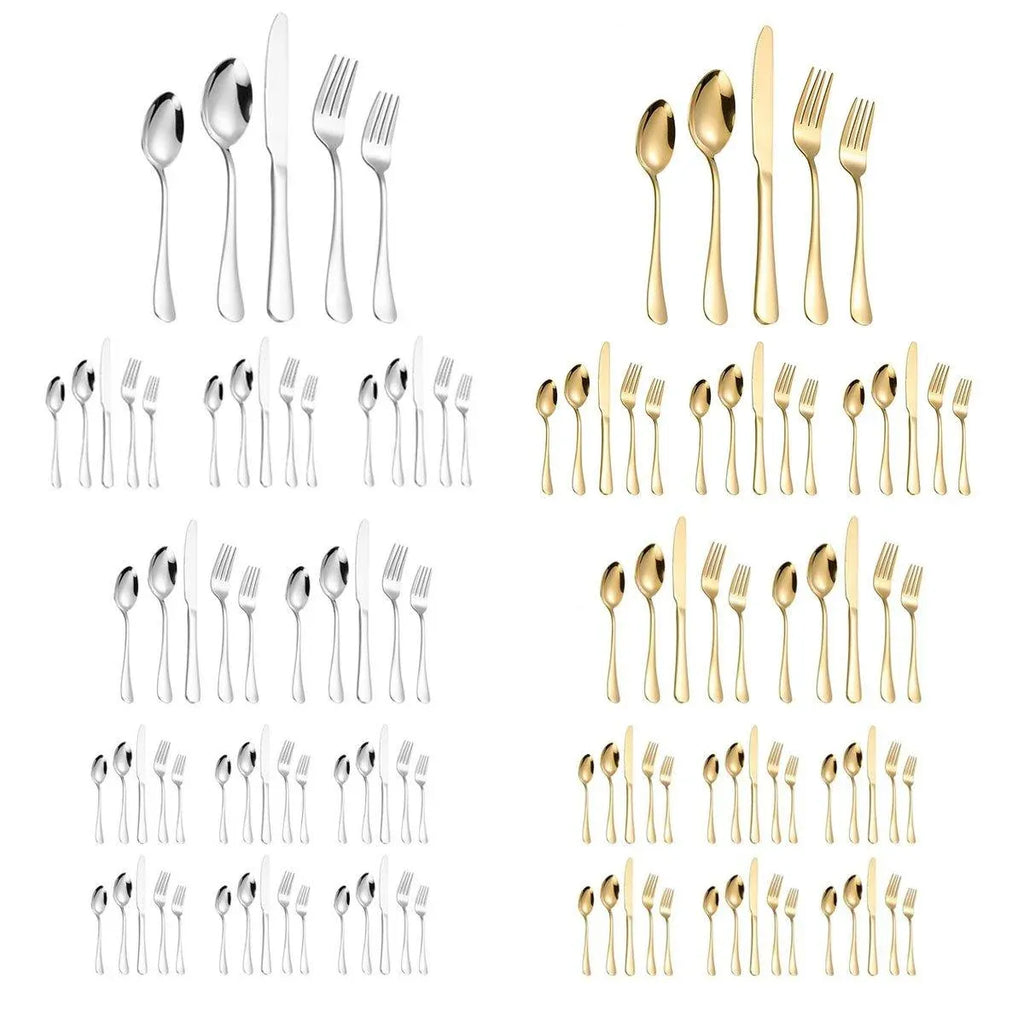 20/40pcs Stainless Steel Cutlery Set Knife Fork Spoon Western Hotel