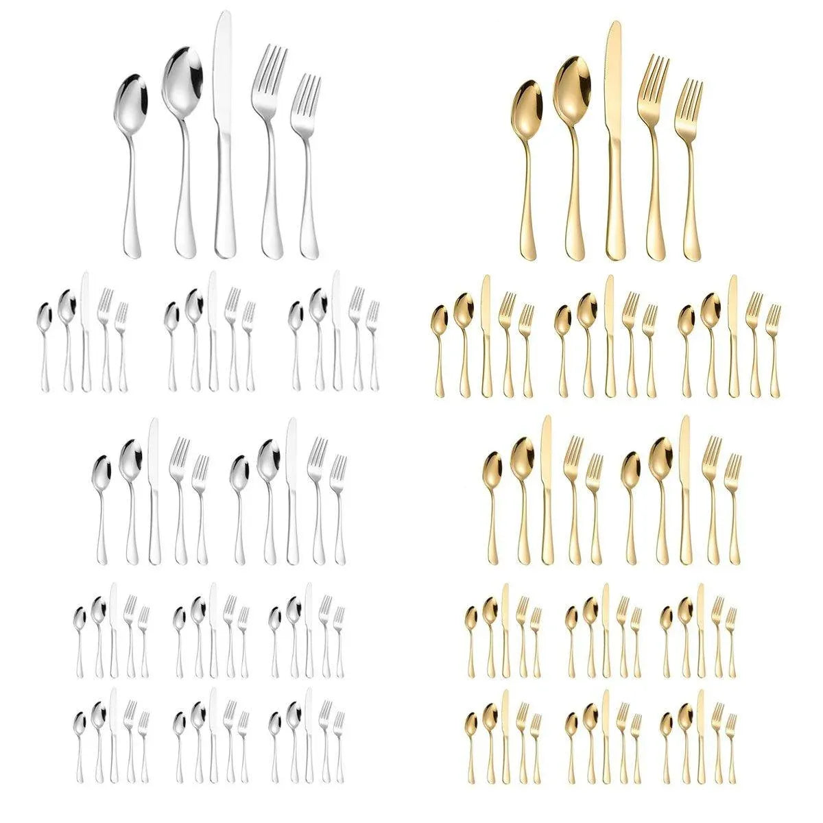 20/40pcs Stainless Steel Cutlery Set Knife Fork Spoon Western Hotel
