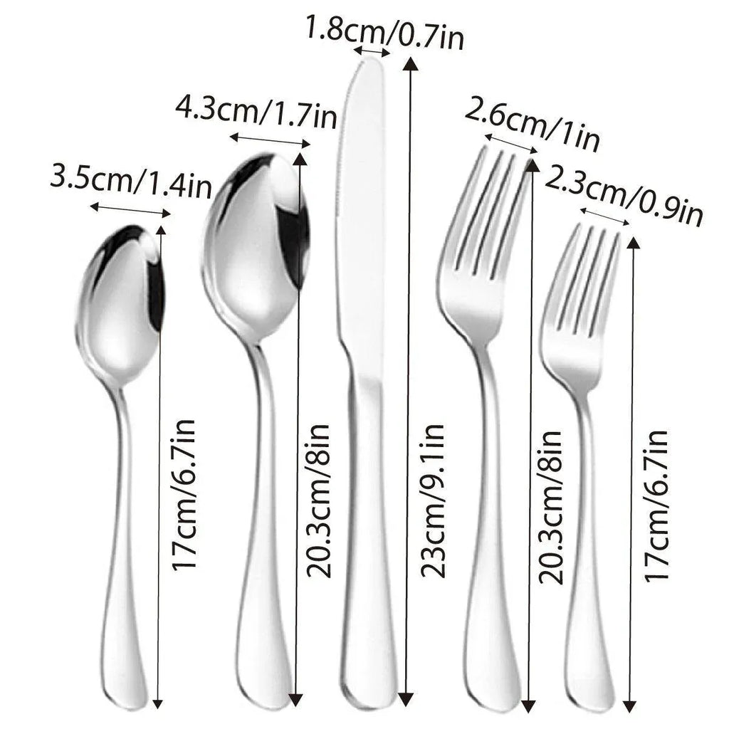 20/40pcs Stainless Steel Cutlery Set Knife Fork Spoon Western Hotel