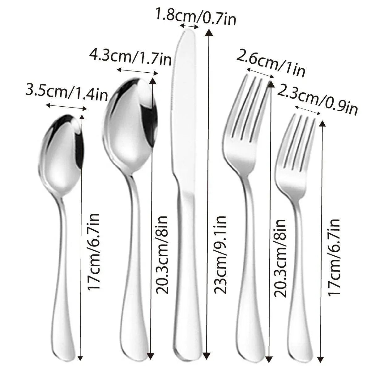 20/40pcs Stainless Steel Cutlery Set Knife Fork Spoon Western Hotel