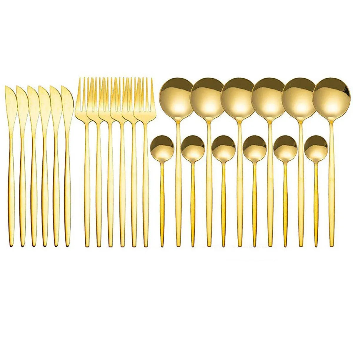 24PCS Stainless Steel Cutlery Set Knife Fork Spoon Set Durable