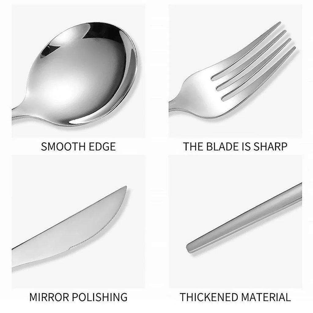 24PCS Stainless Steel Cutlery Set Knife Fork Spoon Set Durable