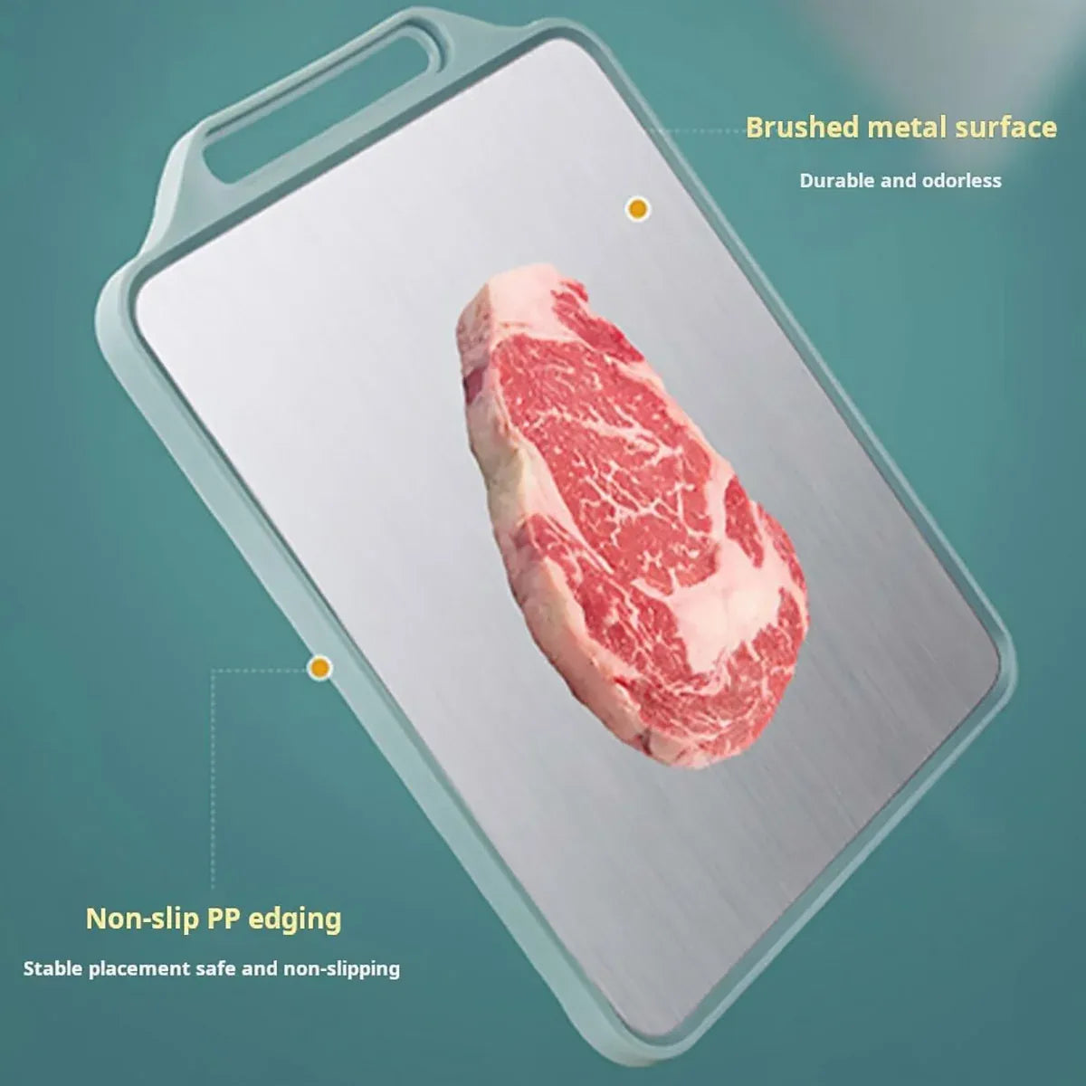 Double-Sided Stainless Steel and Wheat Fibre Cutting Board, 39 x 30 cm