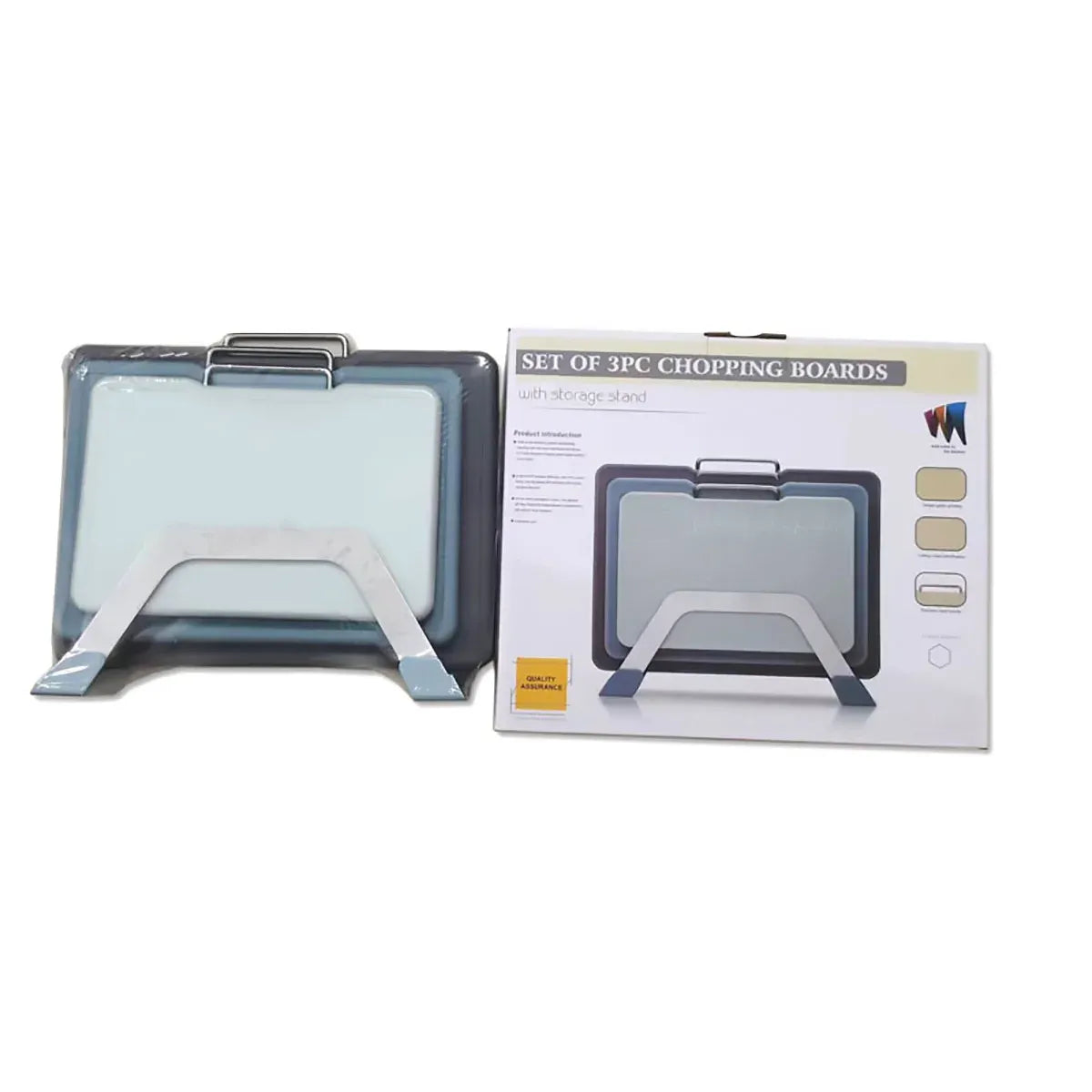 Double-Sided Cutting Board Set with Upright Stand, 3 Boards