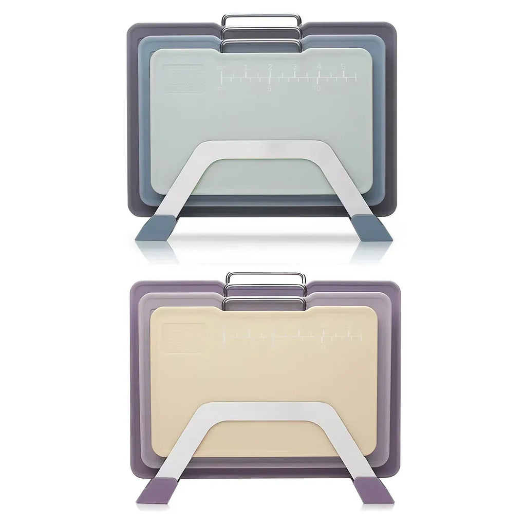 Double-Sided Cutting Board Set with Upright Stand, 3 Boards