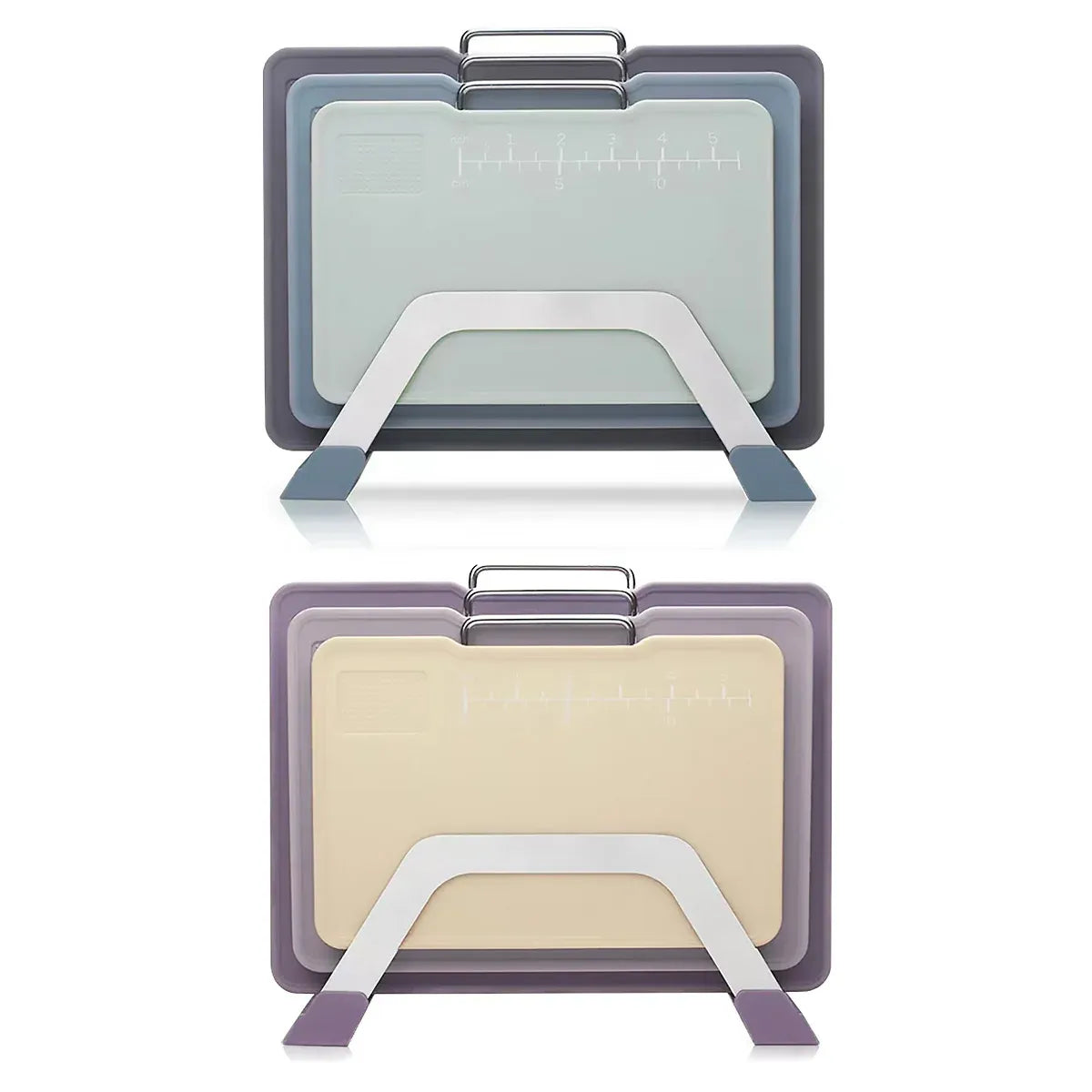 Double-Sided Cutting Board Set with Upright Stand, 3 Boards