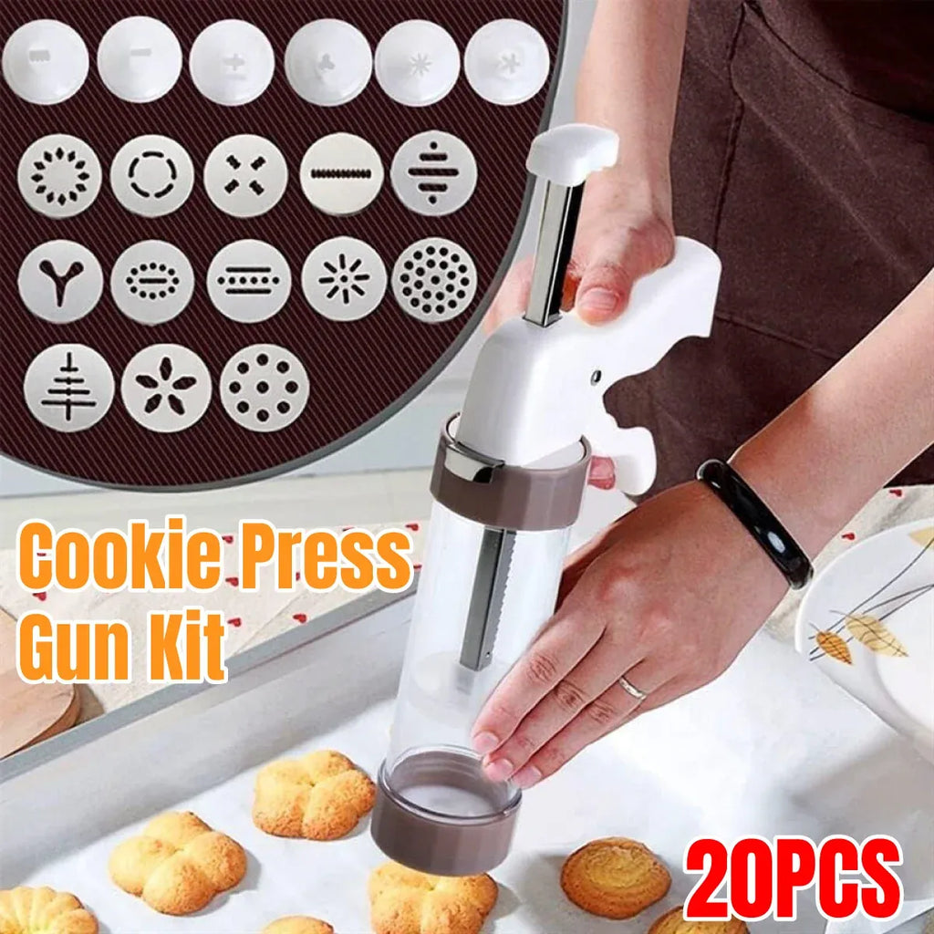 Manual Cookie Press and Decorating Kit, 20 Pieces
