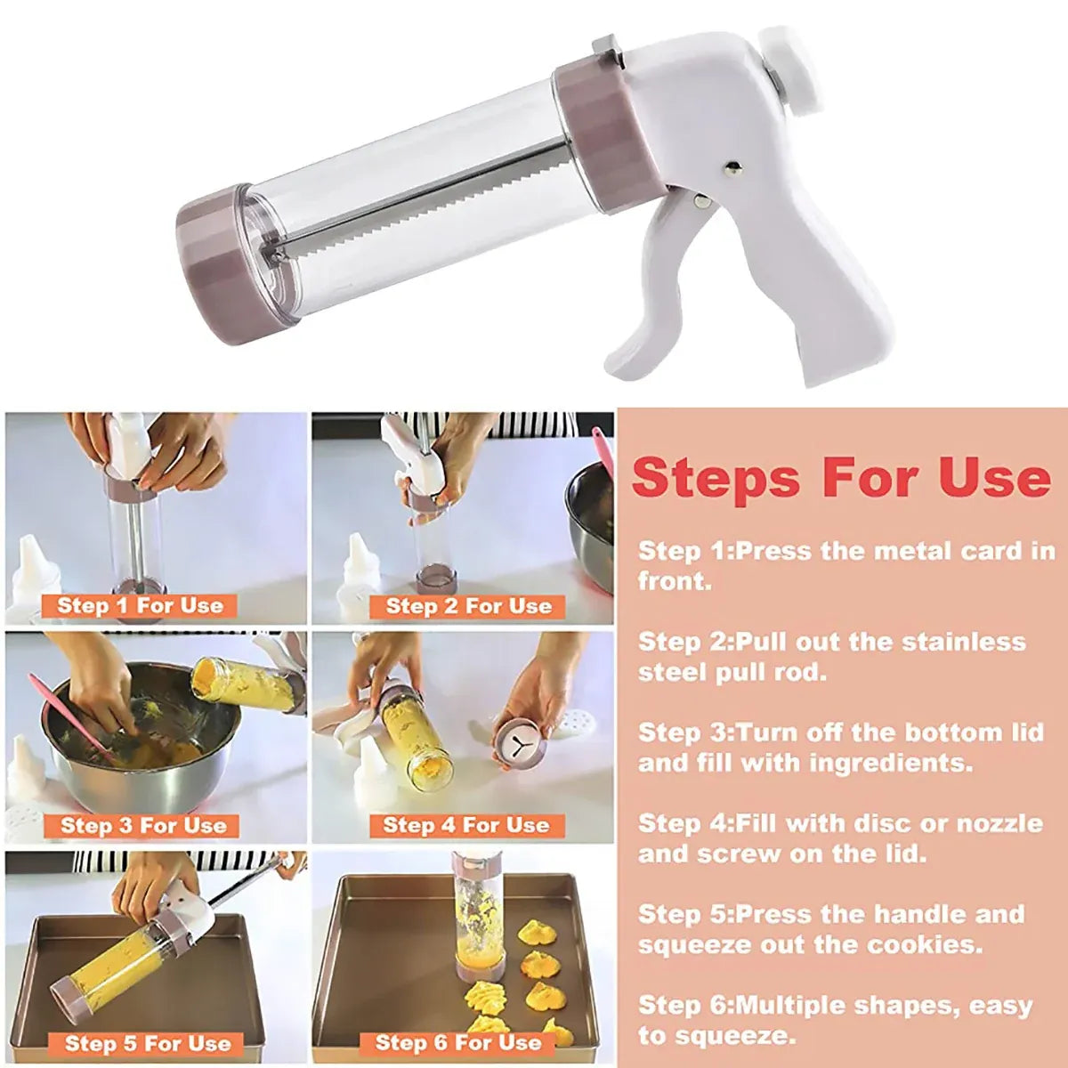 Manual Cookie Press and Decorating Kit, 20 Pieces