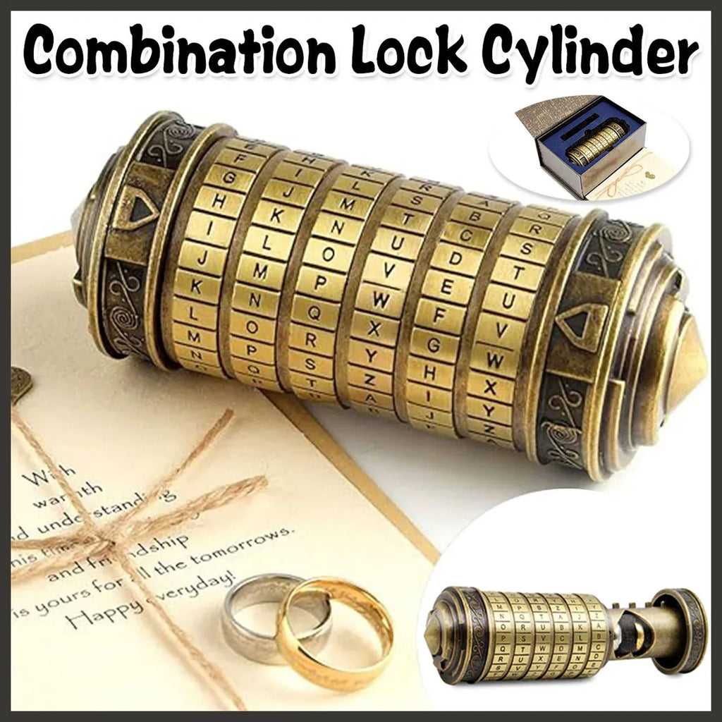 Da Vinci Code Lock Cylinder Vintage Puzzle Box Secret Compartment