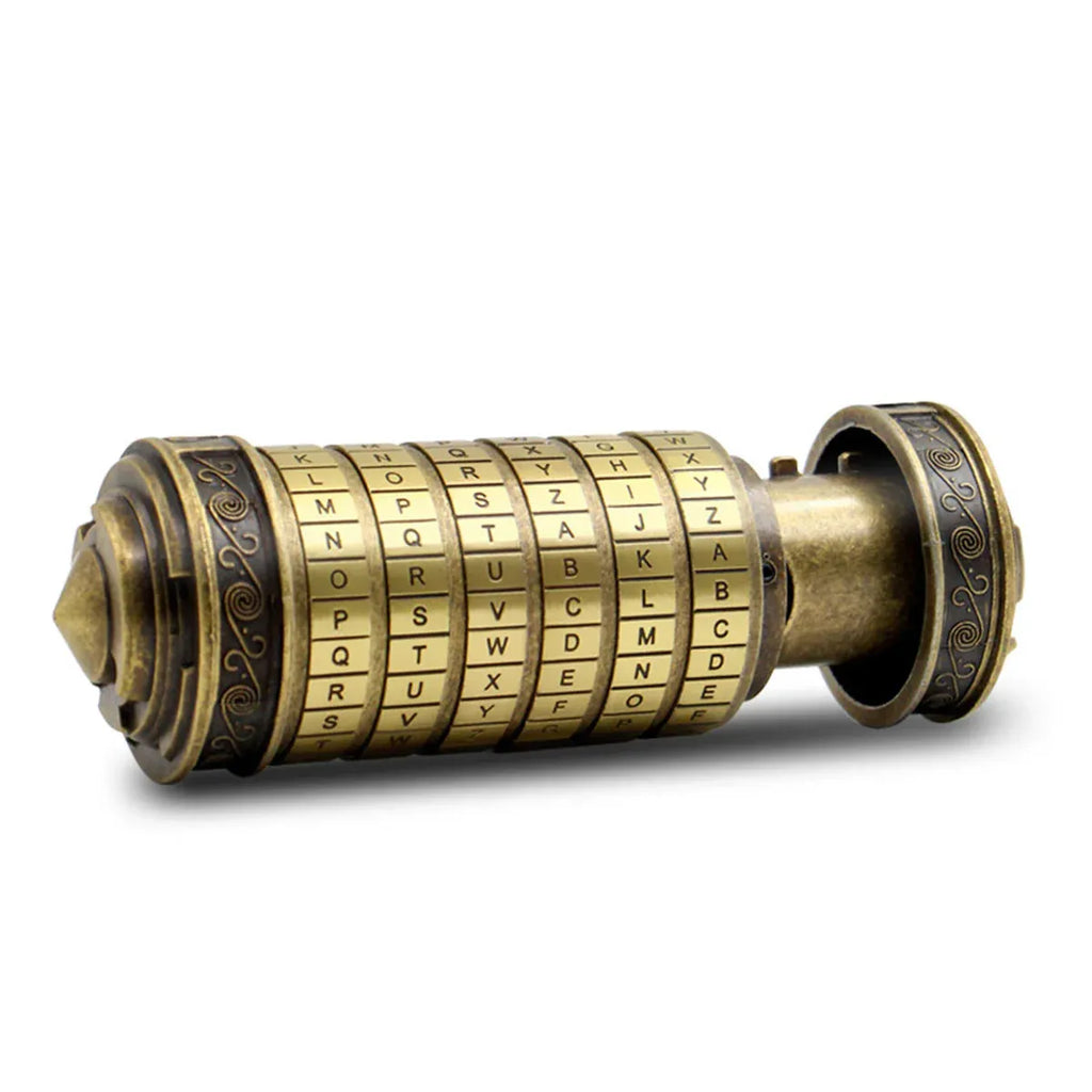 Da Vinci Code Lock Cylinder Vintage Puzzle Box Secret Compartment