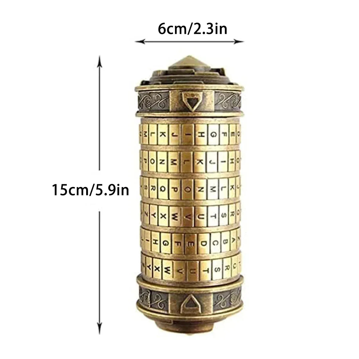 Da Vinci Code Lock Cylinder Vintage Puzzle Box Secret Compartment