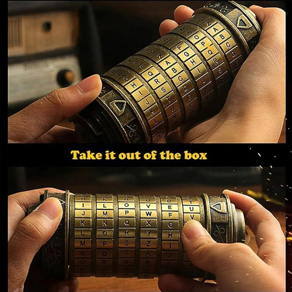 Da Vinci Code Lock Cylinder Vintage Puzzle Box Secret Compartment